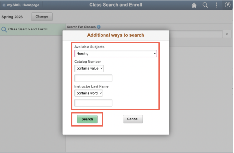 Manage Classes Search Filtering