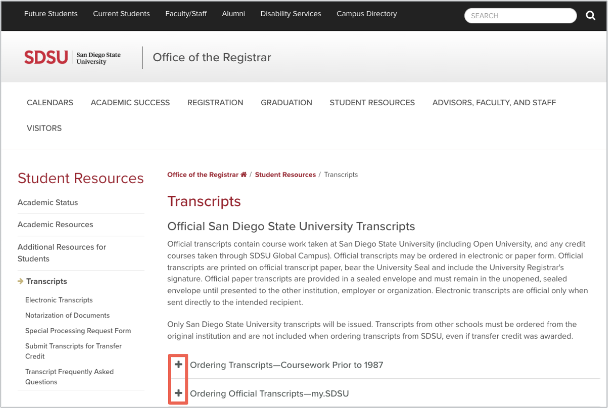 Academic Records: Ordering Official Transcripts