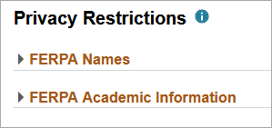 FERPA Restrictions Accordion Menus