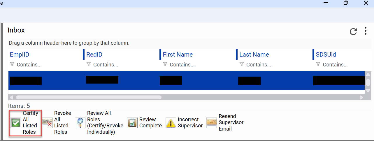Certify All Listed Roles button