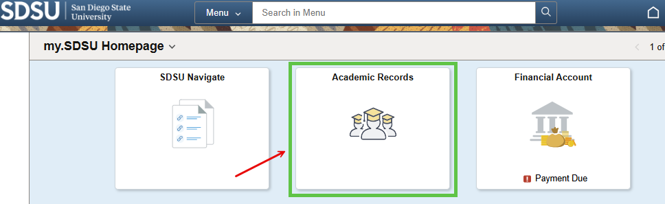 Academic Records Tile link
