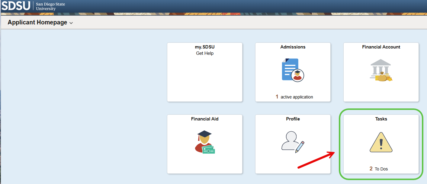 Tasks tile - my.SDSU Homepage