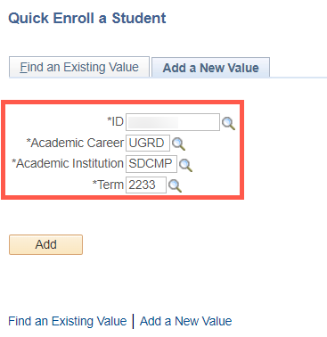 Add a New Value section needs to be filled