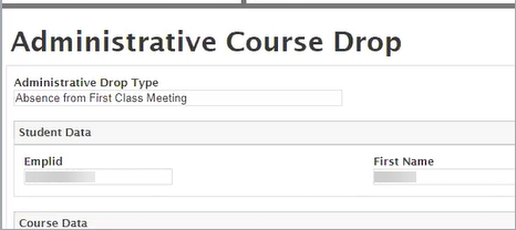 Administrative Course Drop form