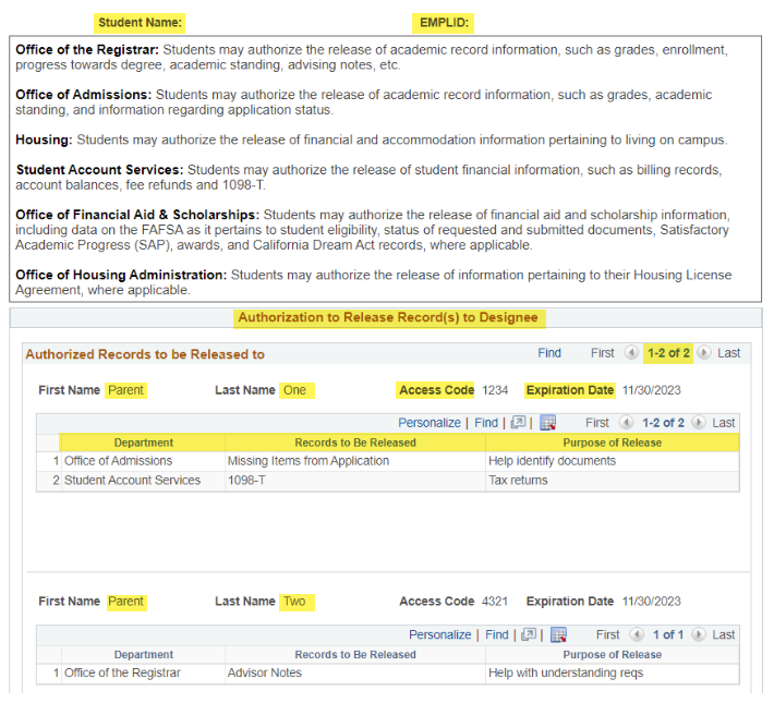 Authorize To Release Info Admin - Designees