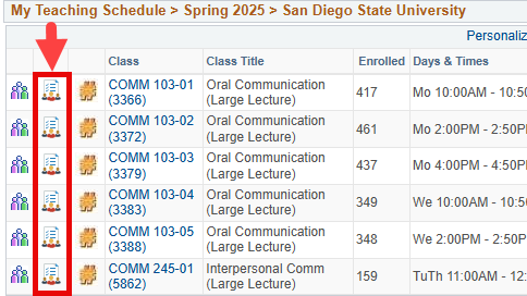 Engagement Roster Icon on Schedule