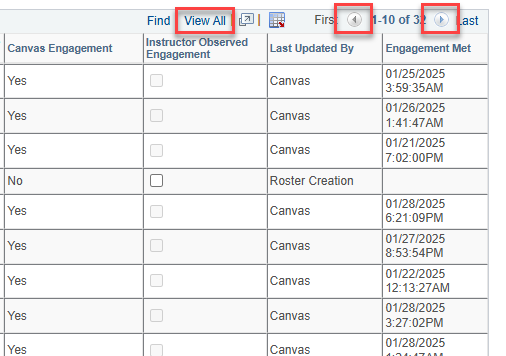 View All Students on Engagement Roster