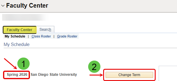 Faculty Center Change Term Steps