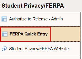 Ferpa Quick Entry link