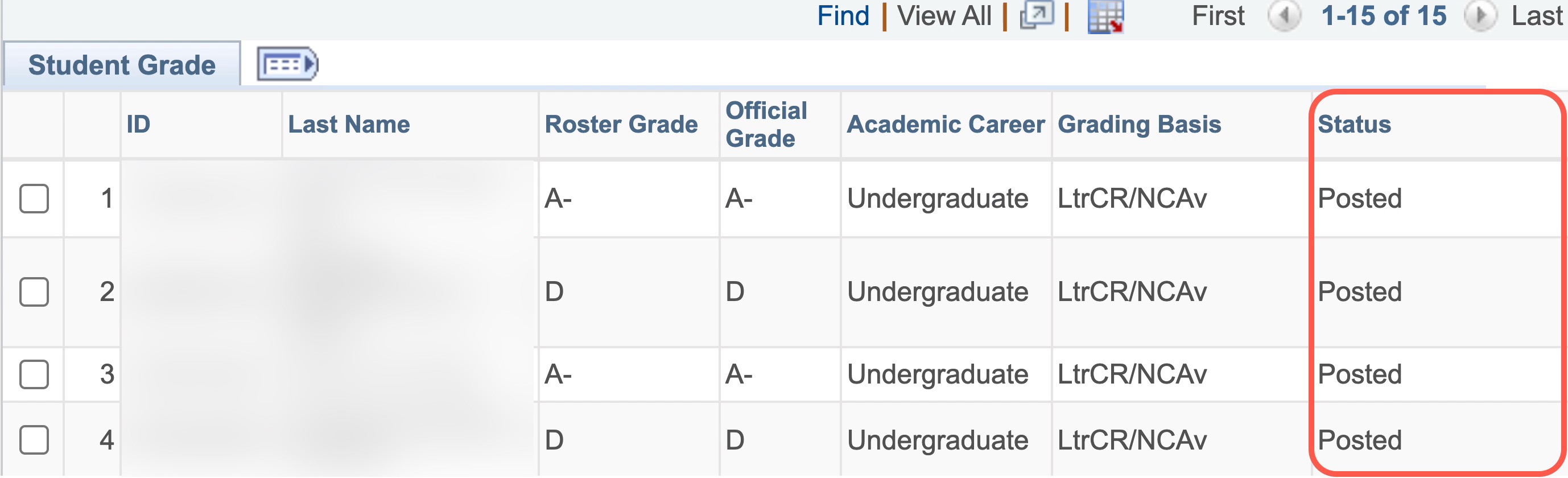 Posted Grades has new column called "Status"