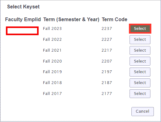Select Term Taught by Faculty