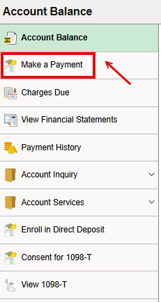 Make a Payment Link navigation
