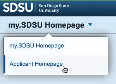 my.SDSU applicant homepage option