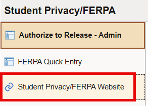 Student Privacy/FERPA Website