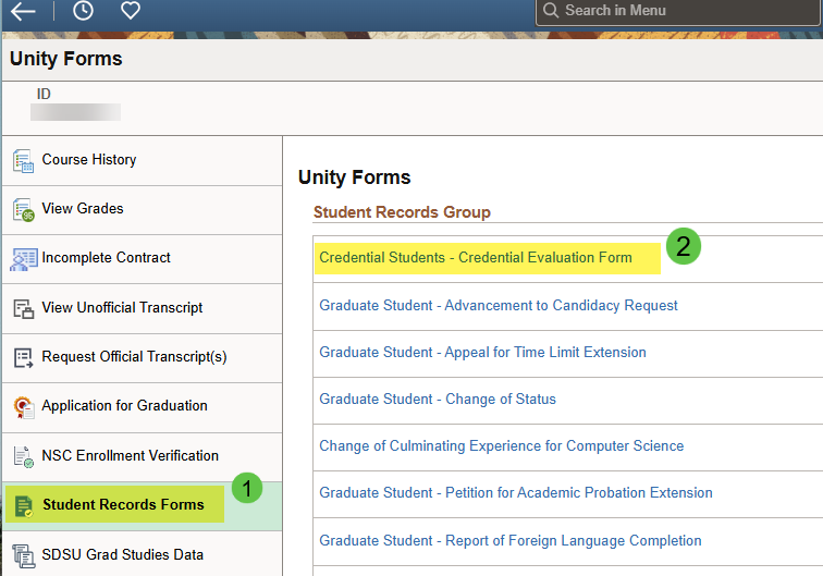 Student Records Forms Link